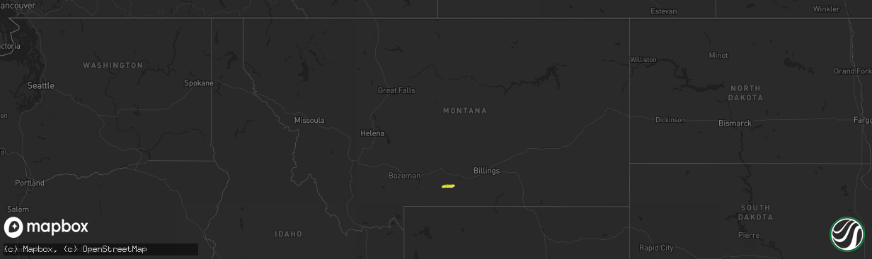 Hail map in Montana on May 9, 2018