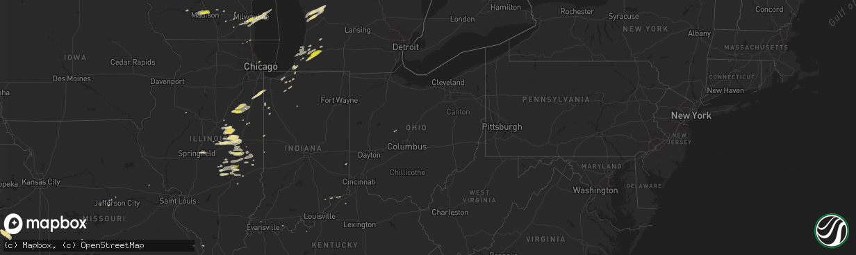 Hail map in Ohio on May 9, 2018