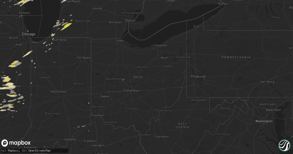 Hail map in Ohio on May 9, 2018