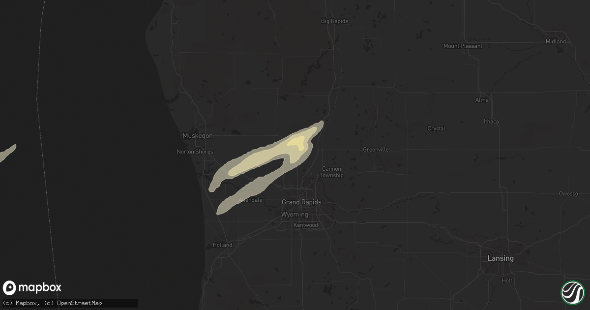 Hail map in Sparta, MI on May 9, 2018