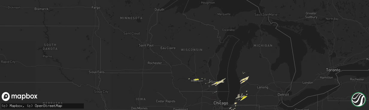 Hail map in Wisconsin on May 9, 2018