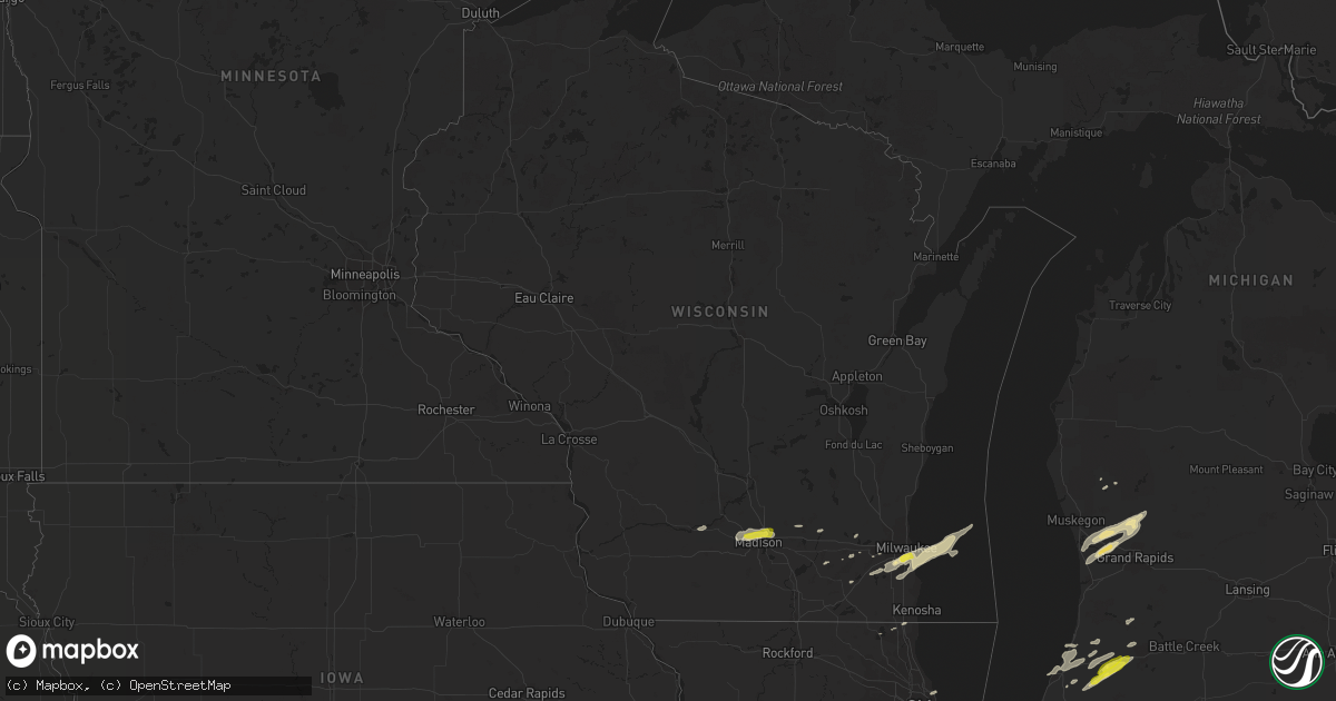 Hail map in Wisconsin on May 9, 2018
