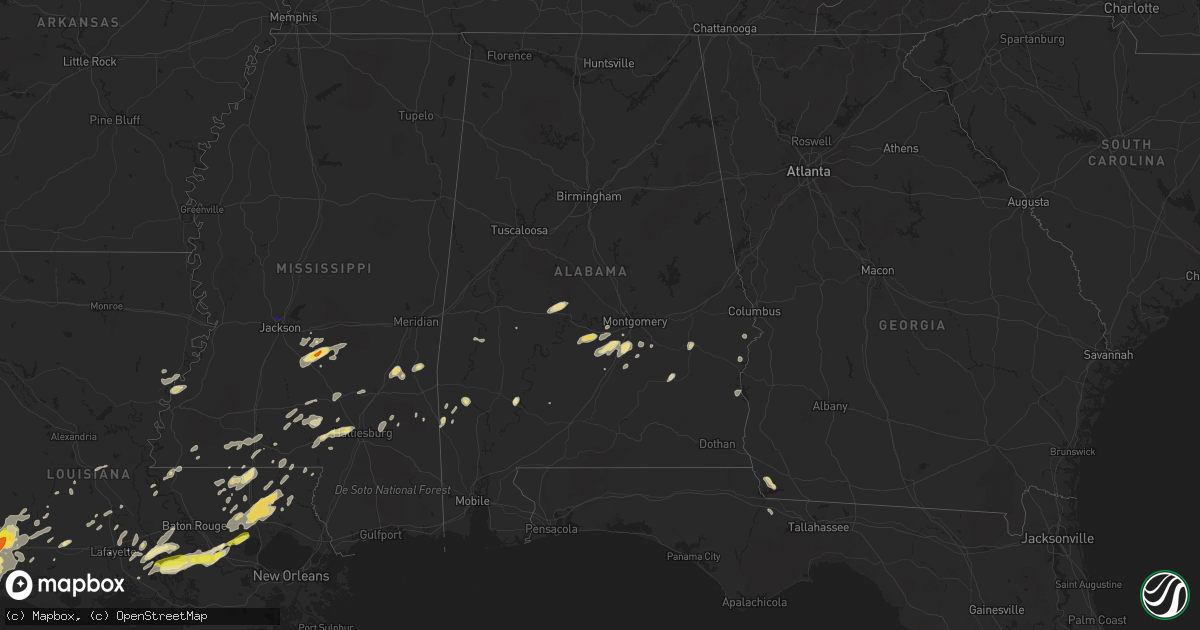 Hail map in Alabama on May 9, 2019