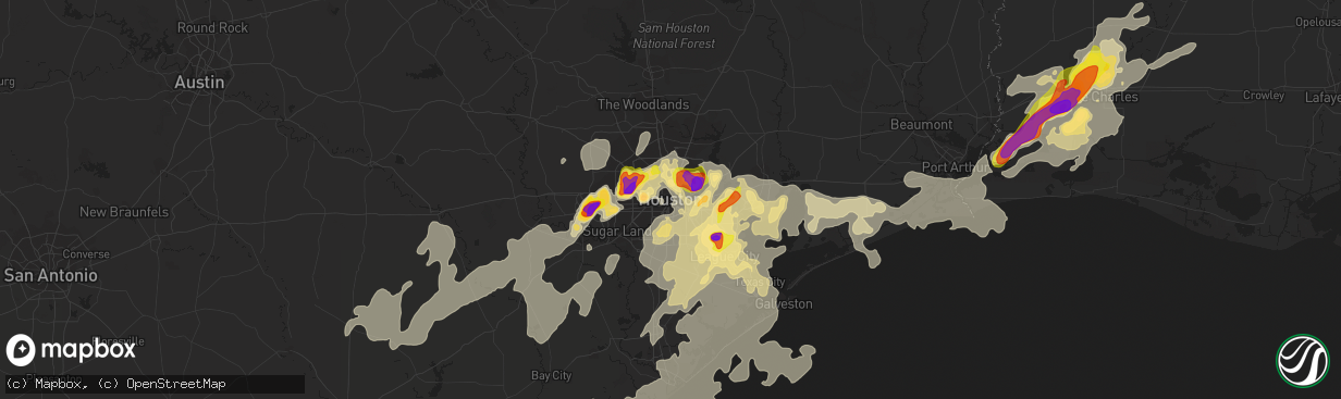 Hail map in Houston, TX on May 9, 2019