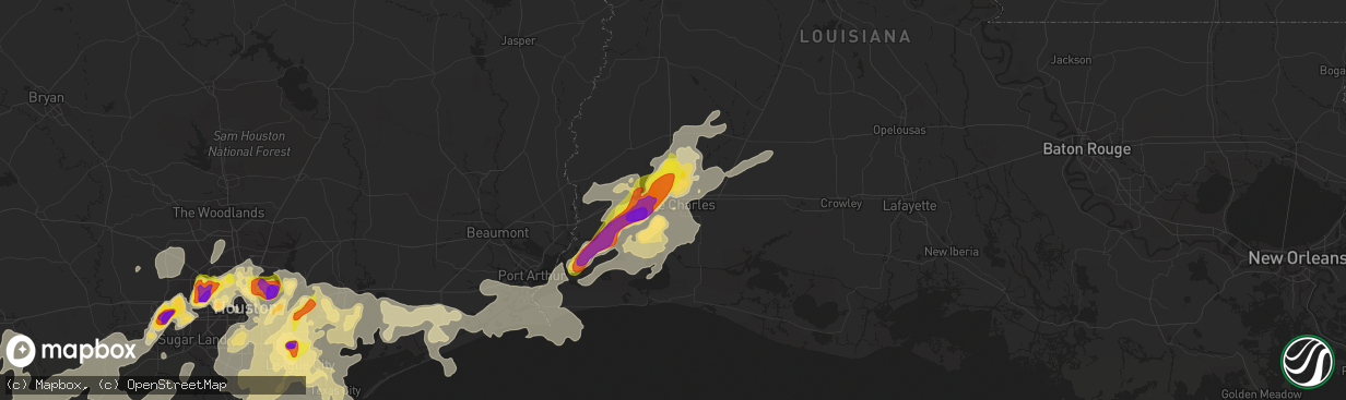 Hail map in Lake Charles, LA on May 9, 2019