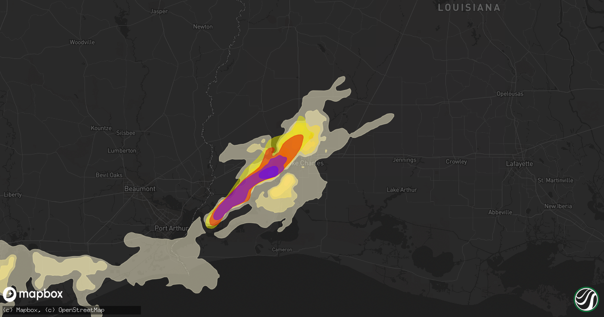 Hail map in Lake Charles, LA on May 9, 2019