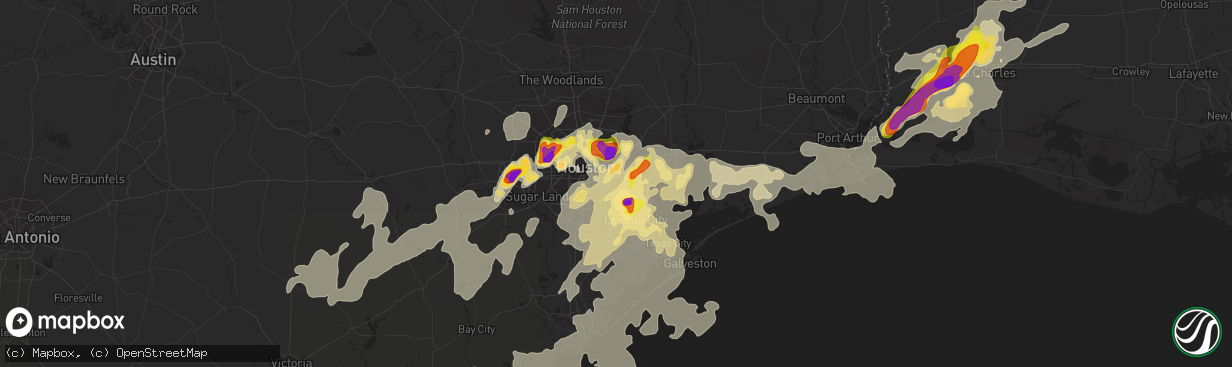 Hail map in Pasadena, TX on May 9, 2019