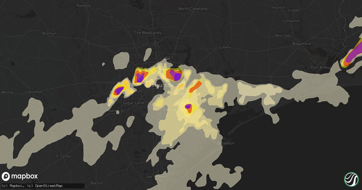 Hail map in Pasadena, TX on May 9, 2019