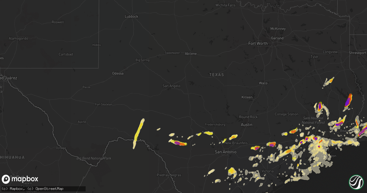 Hail map in Texas on May 9, 2019