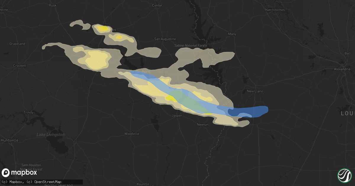 Hail map in Brookeland, TX on May 9, 2021