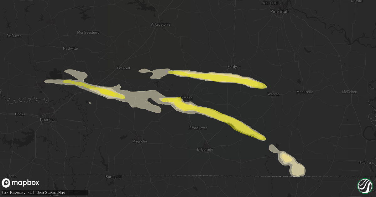 Hail map in Camden, AR on May 9, 2021