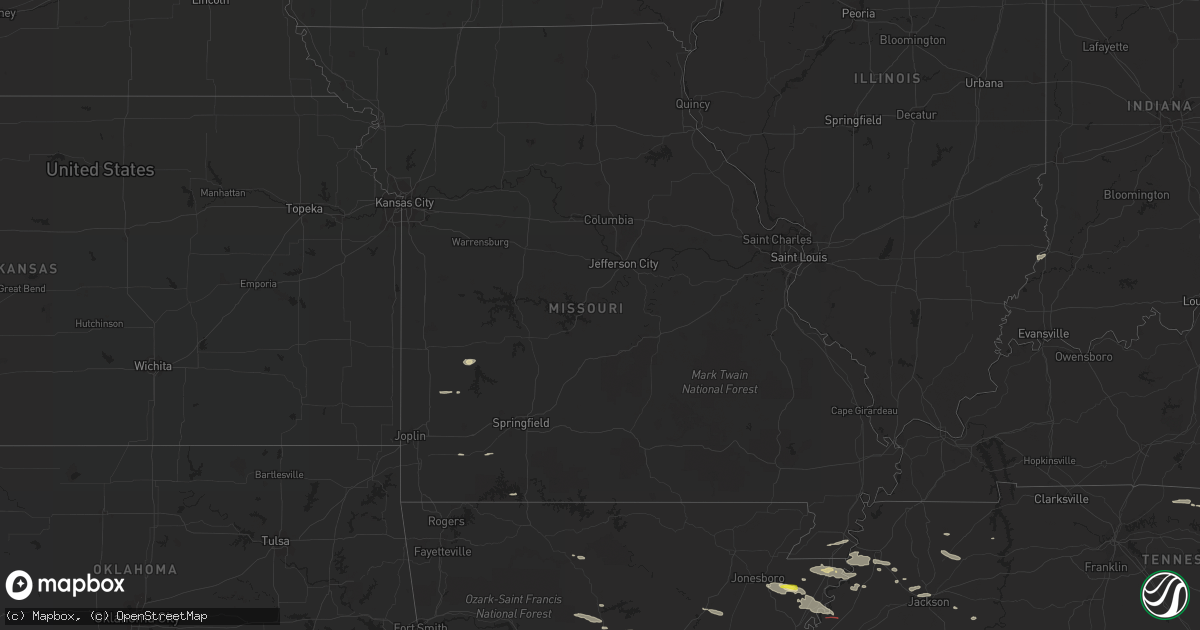 Hail map in Missouri on May 9, 2021