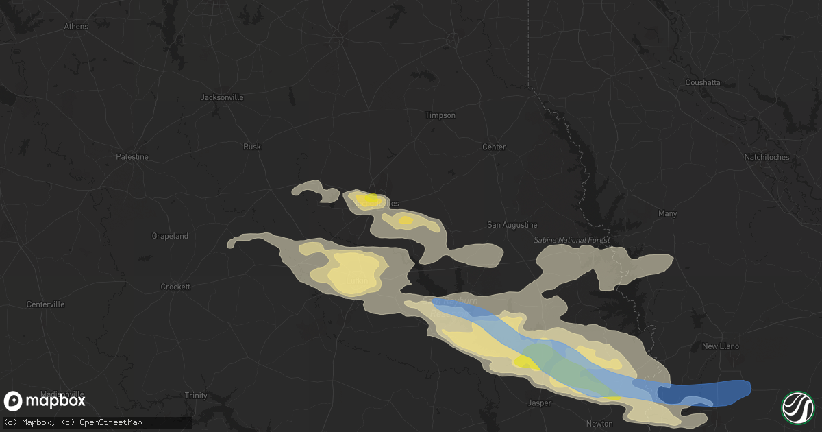 Hail map in Nacogdoches, TX on May 9, 2021