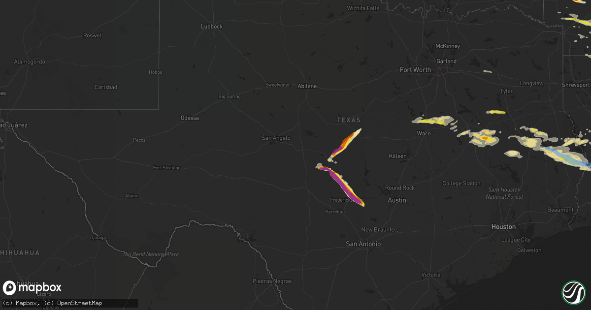 Hail map in Texas on May 9, 2021