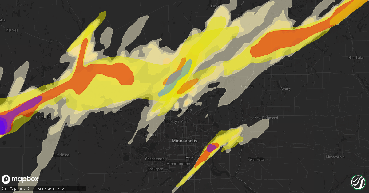 Hail map in Andover, MN on May 9, 2022