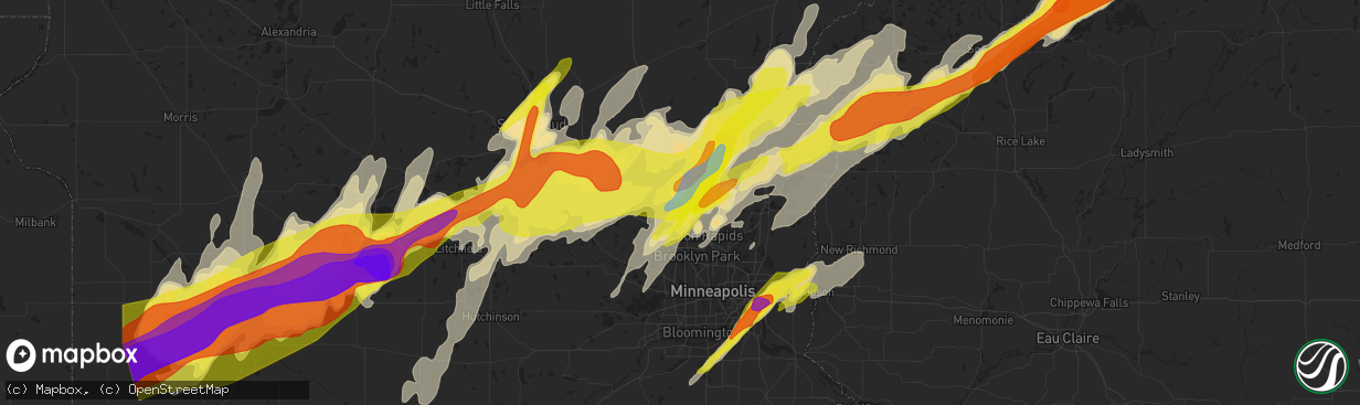 Hail map in Anoka, MN on May 9, 2022