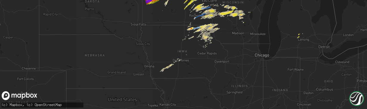 Hail map in Iowa on May 9, 2022