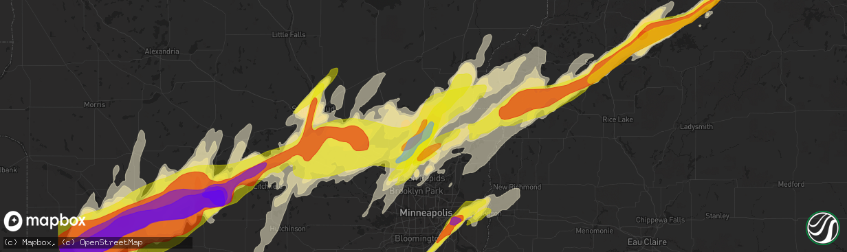 Hail map in Isanti, MN on May 9, 2022