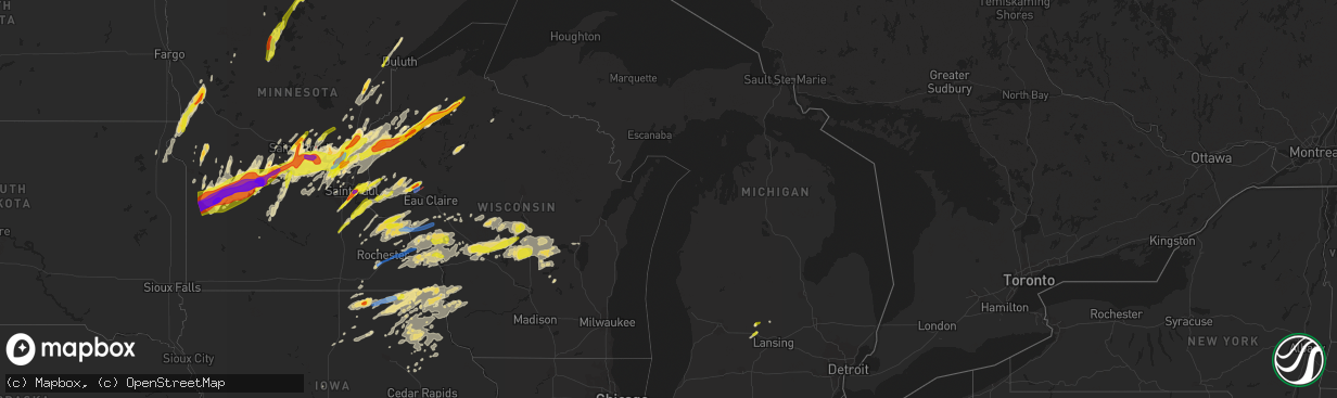 Hail map in Michigan on May 9, 2022