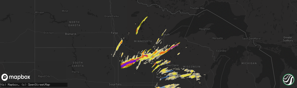 Hail map in Minnesota on May 9, 2022