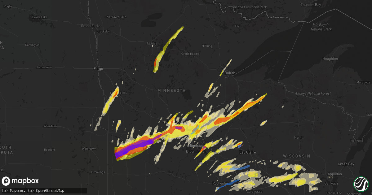 Hail map in Minnesota on May 9, 2022