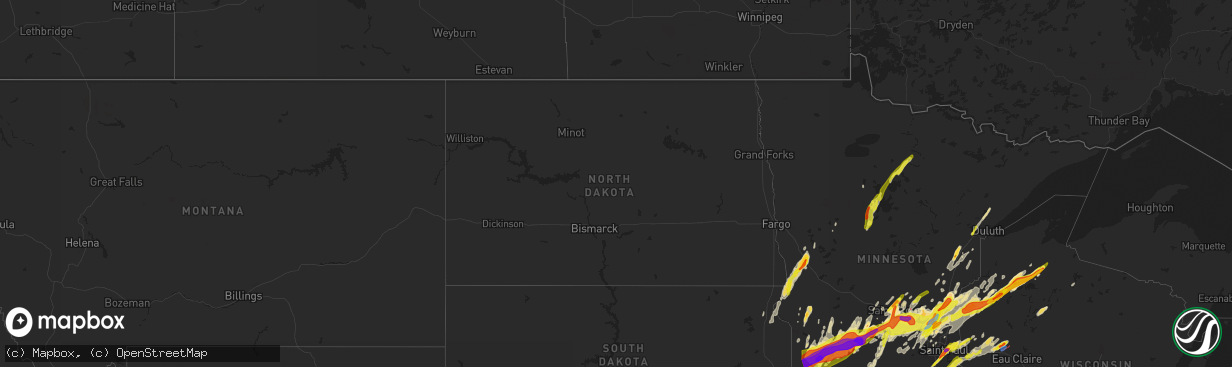 Hail map in North Dakota on May 9, 2022