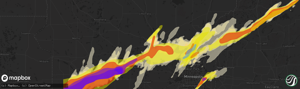 Hail map in Saint Cloud, MN on May 9, 2022