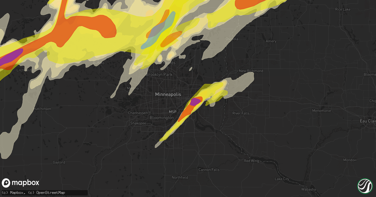 Hail map in Saint Paul, MN on May 9, 2022