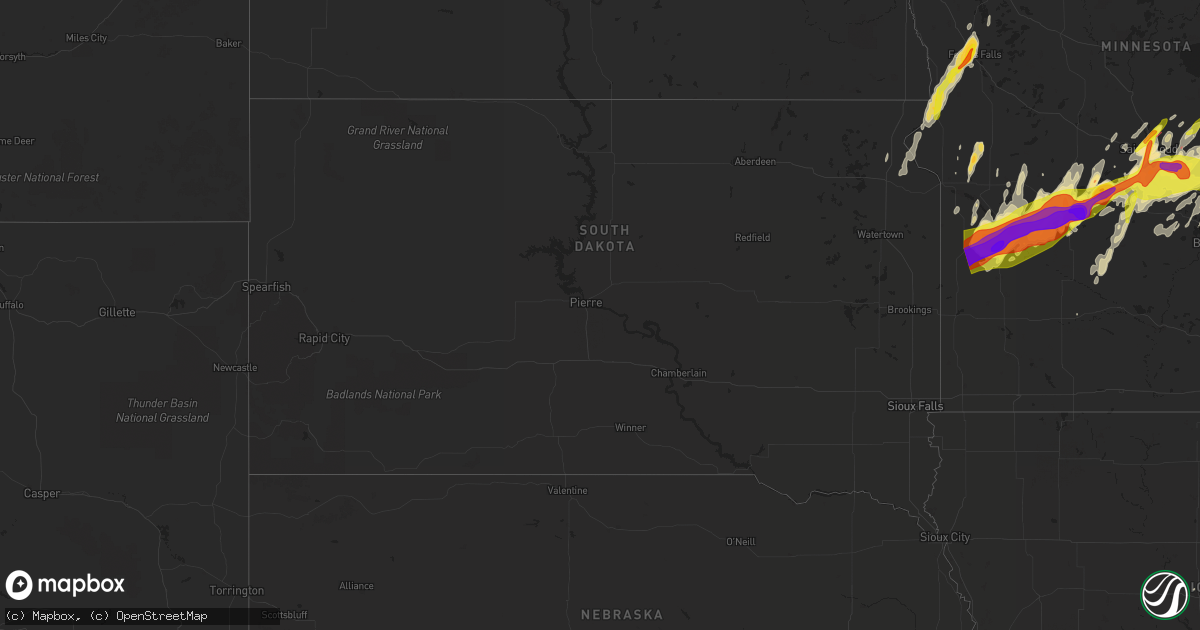 Hail map in South Dakota on May 9, 2022