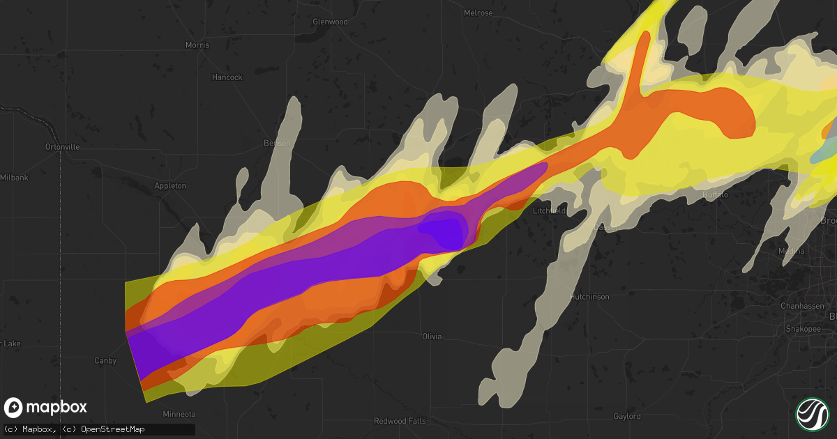 Hail map in Willmar, MN on May 9, 2022