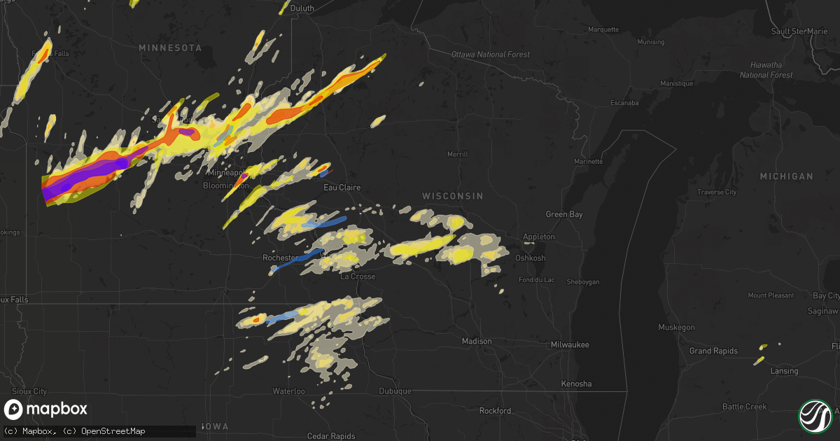 Hail map in Wisconsin on May 9, 2022
