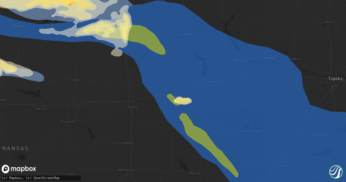 Hail map in Abilene, KS on May 9, 2023
