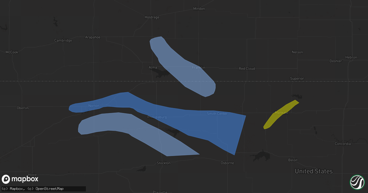 Hail map in Almena, KS on May 9, 2023