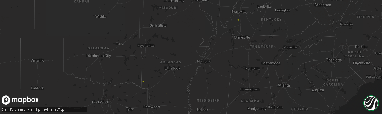 Hail map in Arkansas on May 9, 2023