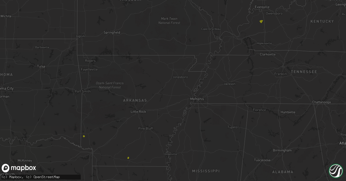 Hail map in Arkansas on May 9, 2023