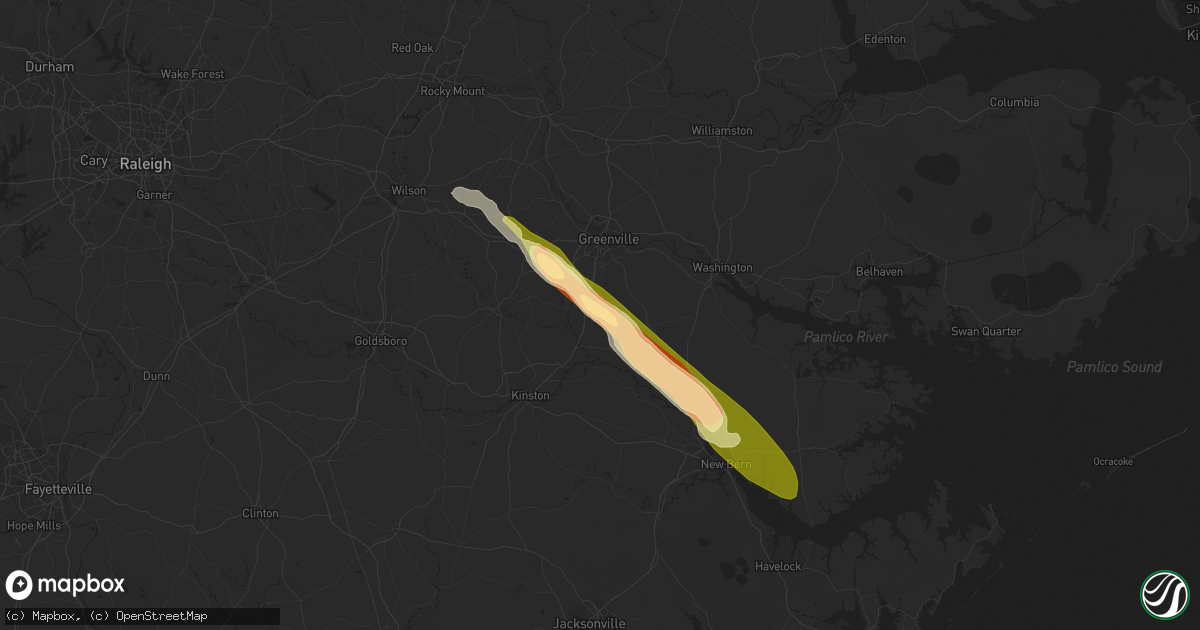 Hail map in Ayden, NC on May 9, 2023