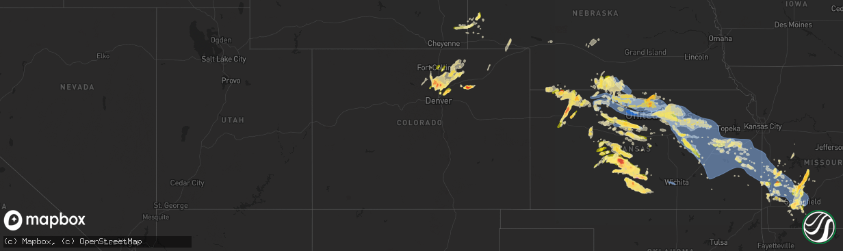 Hail map in Colorado on May 9, 2023