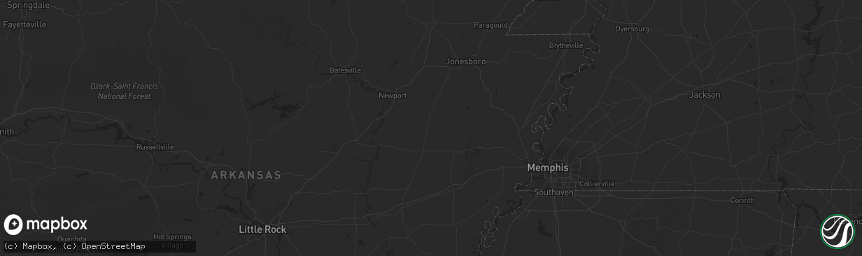 Hail map in De Queen, AR on May 9, 2023