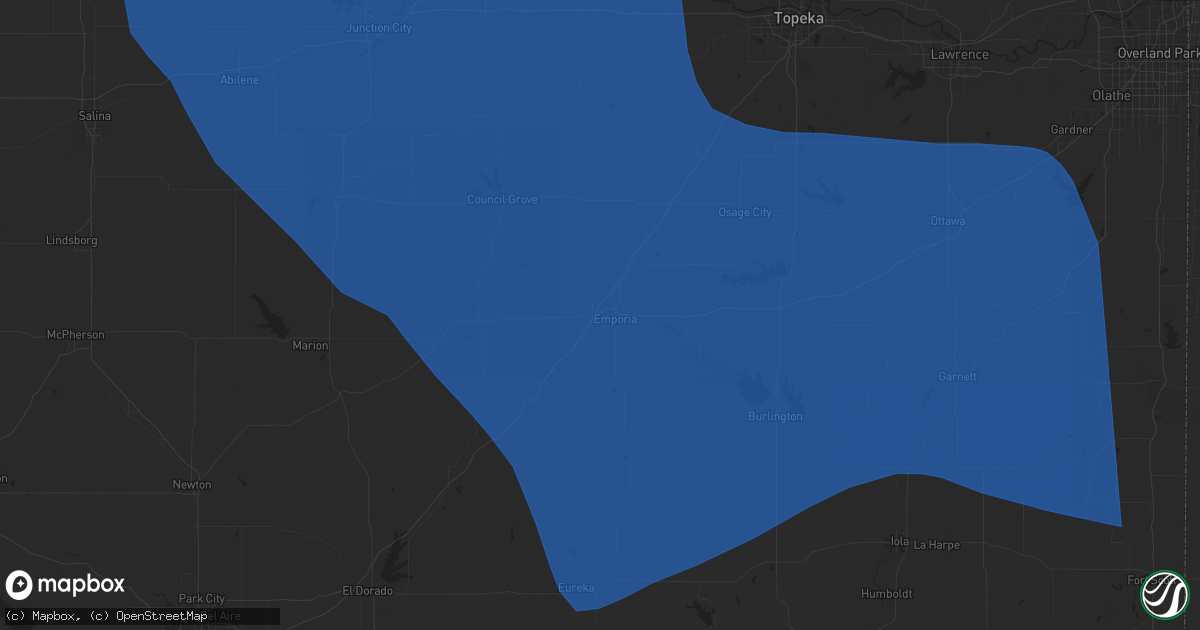 Hail map in Emporia, KS on May 9, 2023