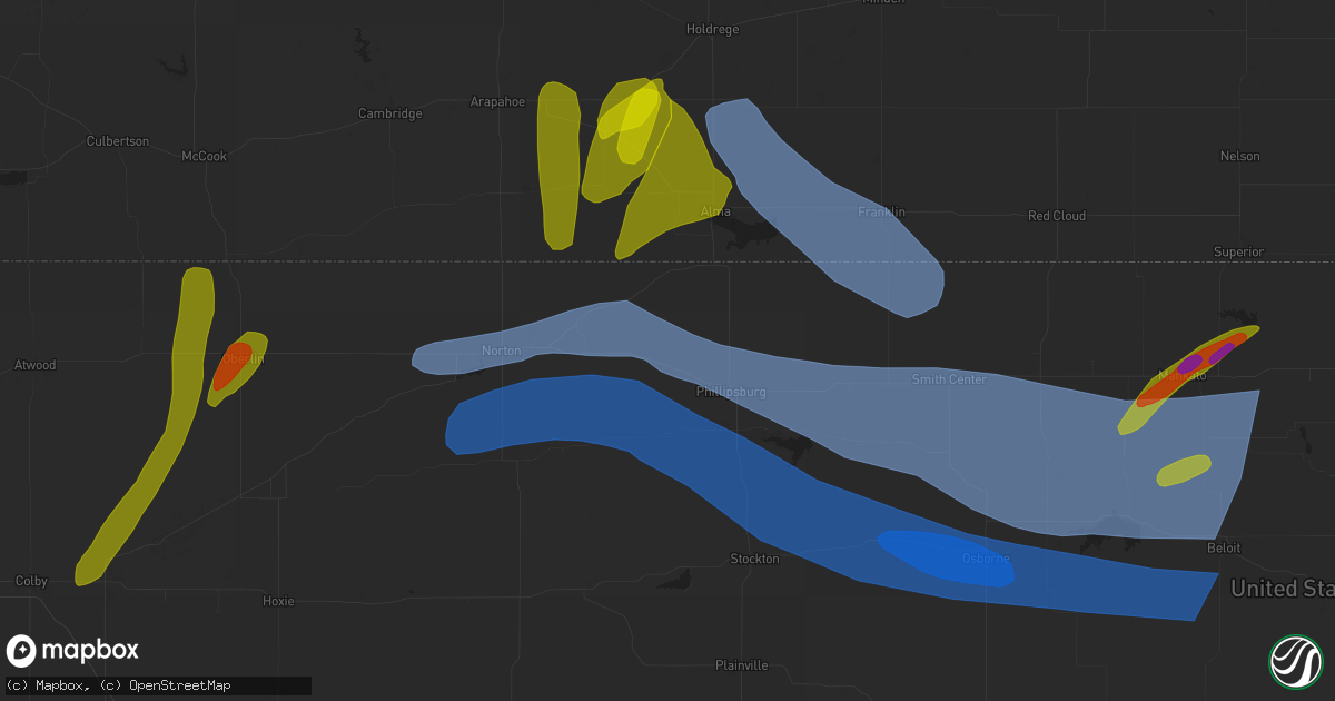 Hail map in Gaylord, KS on May 9, 2023