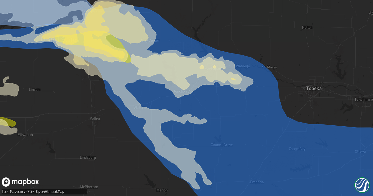 Hail map in Junction City, KS on May 9, 2023