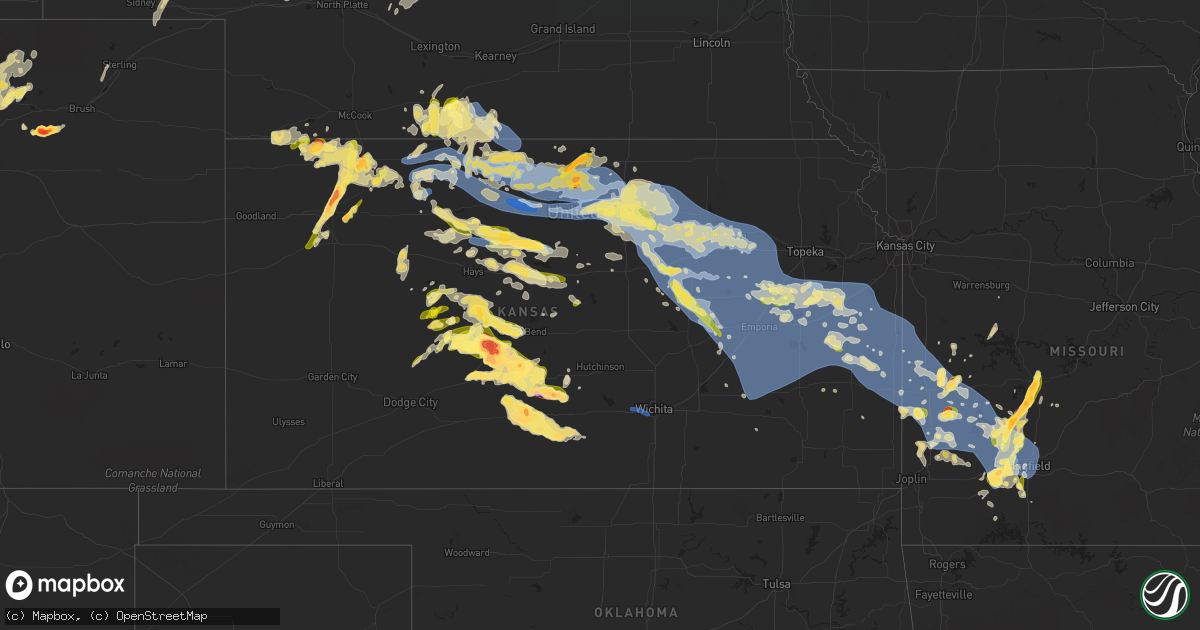 Hail map in Kansas on May 9, 2023