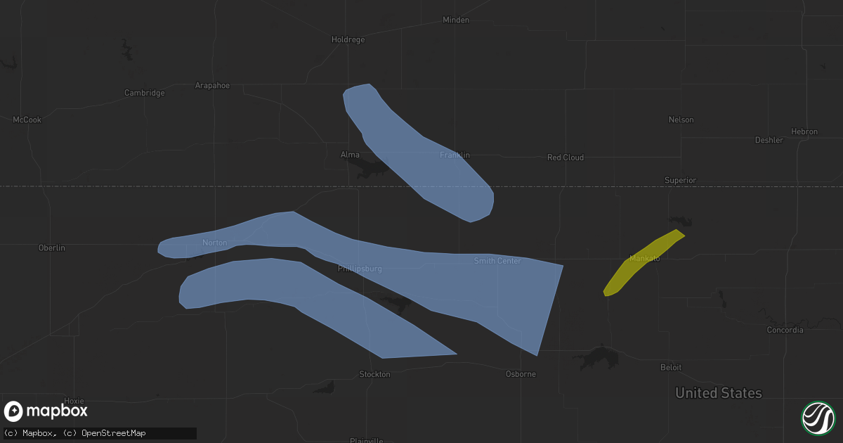 Hail map in Kensington, KS on May 9, 2023