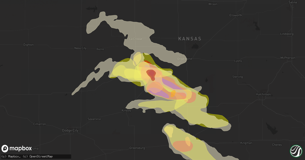 Hail map in Larned, KS on May 9, 2023