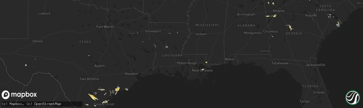 Hail map in Louisiana on May 9, 2023