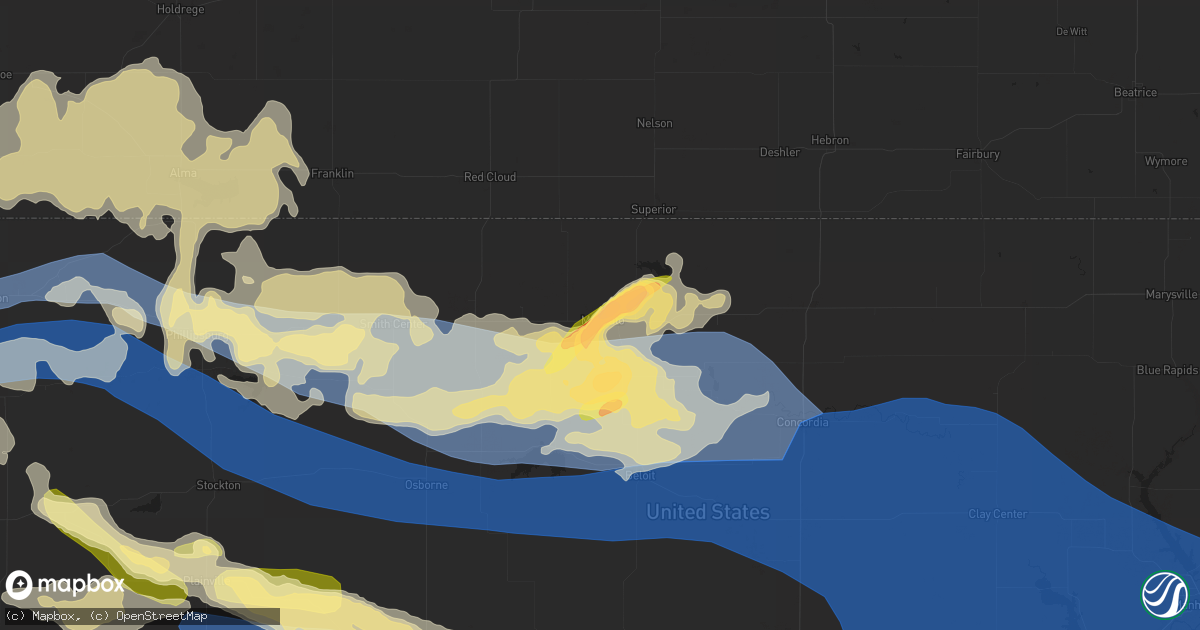 Hail map in Mankato, KS on May 9, 2023
