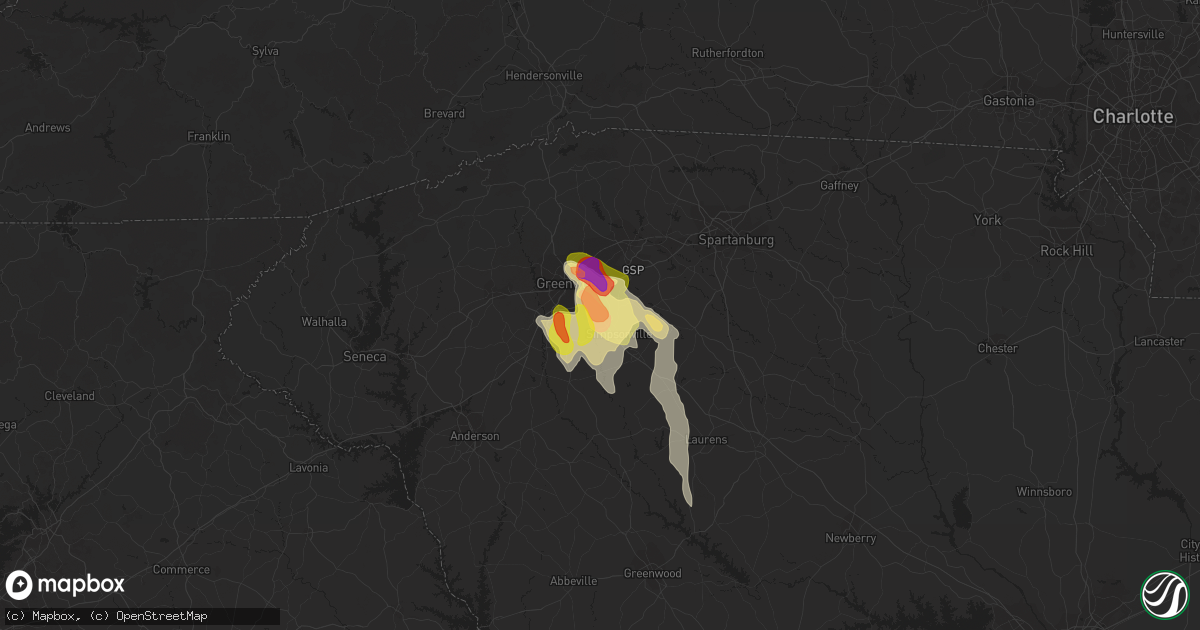 Hail map in Mauldin, SC on May 9, 2023