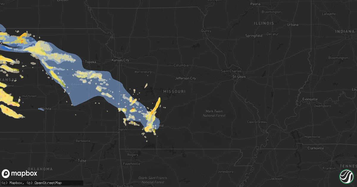 Hail map in Missouri on May 9, 2023