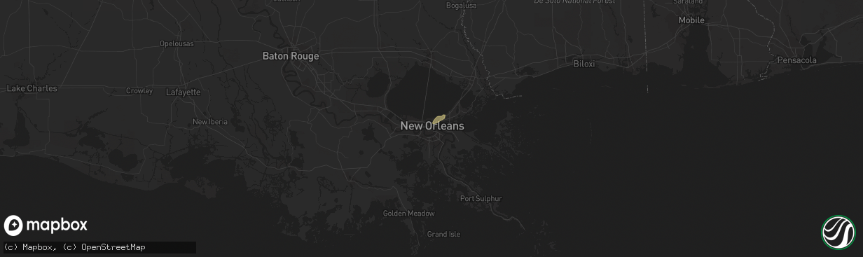 Hail map in New Orleans, LA on May 9, 2023