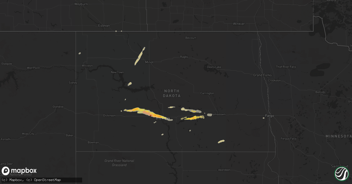 Hail map in North Dakota on May 9, 2023